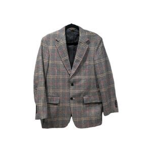 Southwick Mens Wool Sport Coat Blazer Size 38R Tan Red Plaid Quiet Luxury Golfer